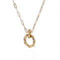 Personality Gold Color Chain Necklace Creative Winding Round Circle Pendant Necklace